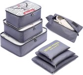 Kofferorganisator Reiskledingtassen, LOSMILE Set van 7 reistassen, inpaktassen, bagage voor kleding, schoenen, ondergoed, cosmetica (grijs)