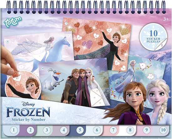 Disney Frozen Totum doeboek stickerboek puzzelboek - stickeren op nummer en kleurboekje - sticker by number vakantie boek