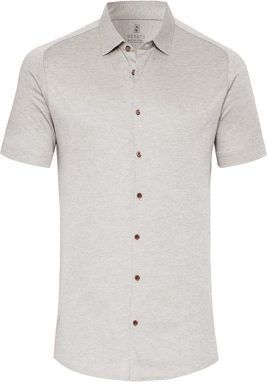 Desoto - Short Sleeve Jersey Overhemd Beige - Heren - Maat XL - Slim-fit
