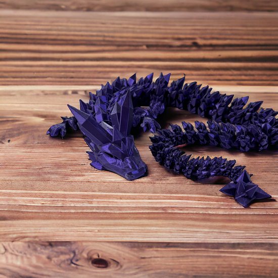 Crystal Dragon - 3D printe draak - Satijn Paars - 60cm - Cinderwing3D