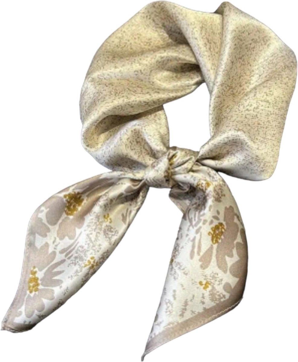 AliRose - Scarf - Haardband - Bloemenprint - Antiek Zilver - 70cm x 70cm