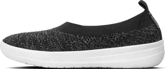 FitFlop Crystal Uberknit Ballerina ZWART - Maat 37