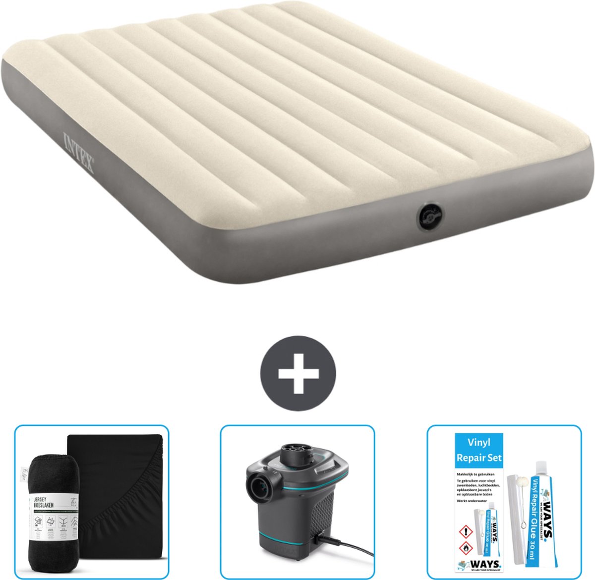 Intex Luchtbed - 2-Persoons - 152 x 203 x 25 cm - Beige - Inclusief Accessoires CB8
