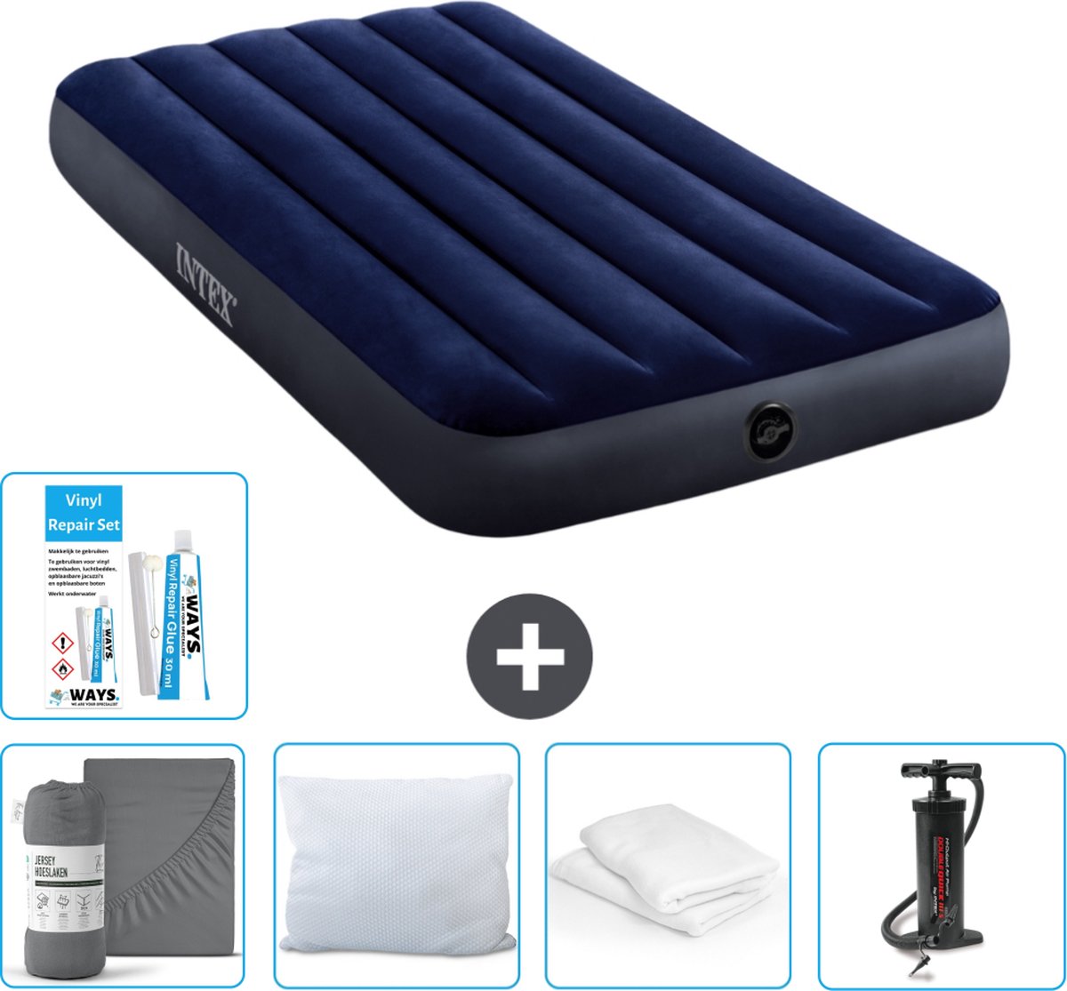 Intex Luchtbed - 1-Persoons - 99 x 191 x 25 cm - Blauw - Inclusief Accessoires CB9