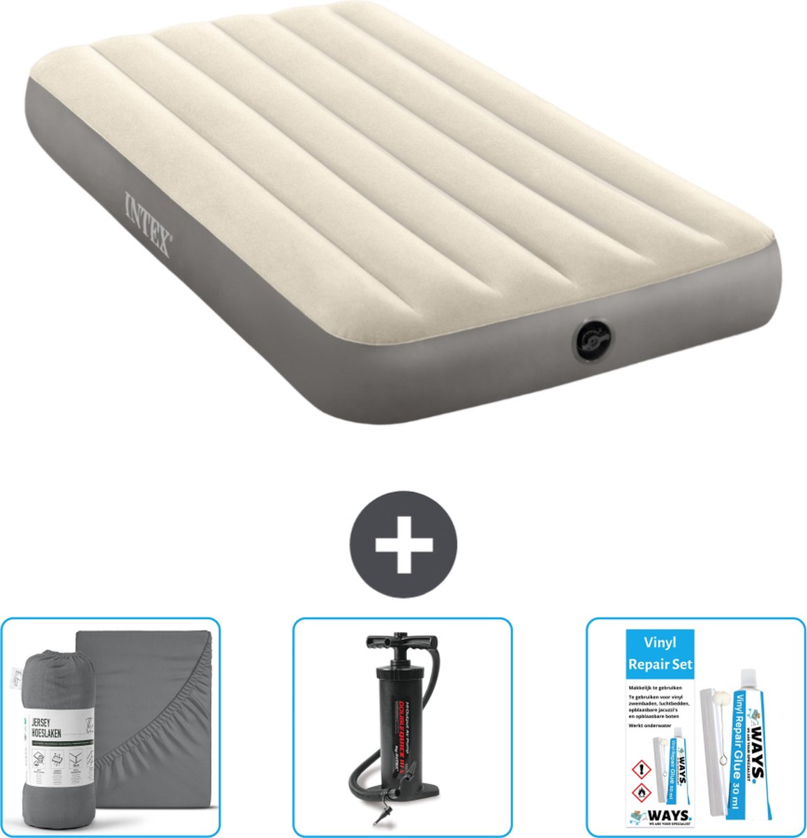 Intex Luchtbed - 1-Persoons - 99 x 191 x 25 cm - Beige - Inclusief Accessoires CB11