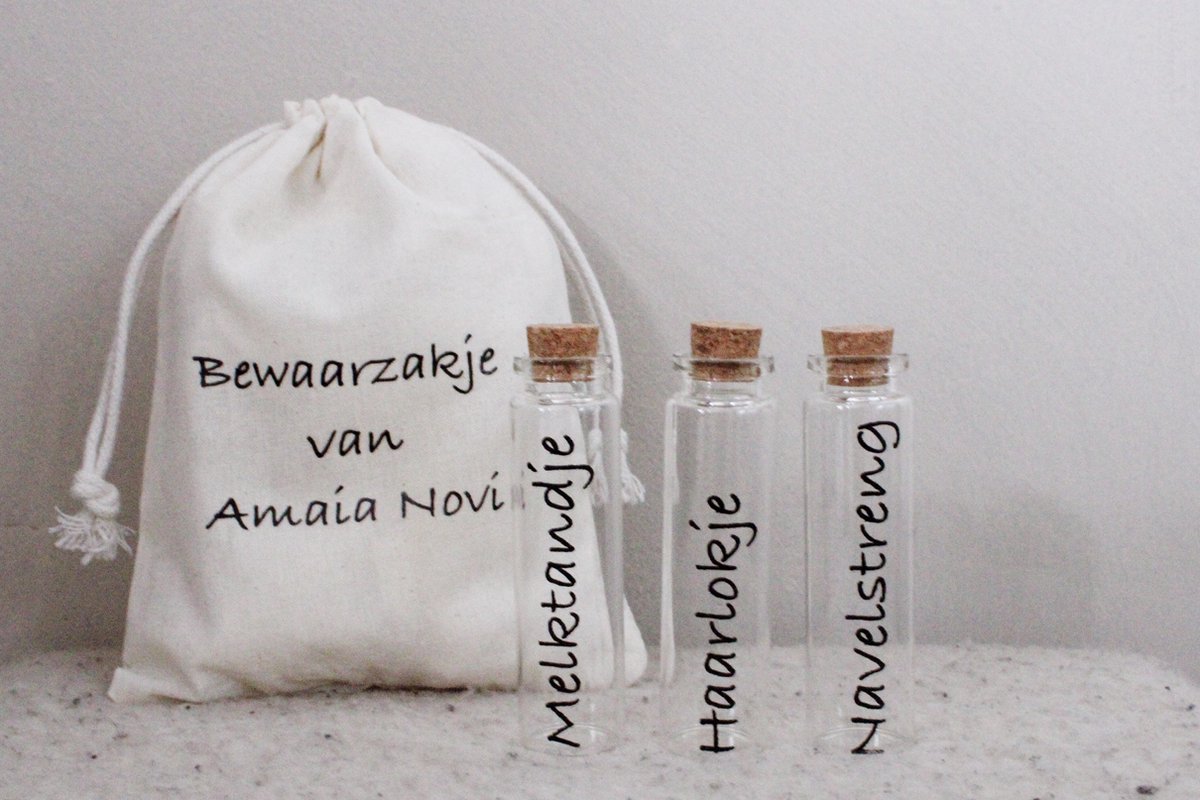 Goedkoopste Bewaarzakje met naam - Haarlokje - Navelstreng - Melktandjes - Gepersonaliseerd Kraamcadeau - baby geschenkset neutraal - herinneringsdoos baby - kraamcadeau - cadeau met naam - bedrukking - feestdagen - ZIE BESCHRIJVING VOOR DOORGEVEN VAN DE NAAM
