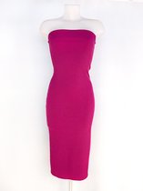 Strapless basic jurk - Fuchsia/donker roze - Maxi jurk zonder bandjes - Lange aansluitende jurk - Veel stretch - Maxi dress - Mauve - One-size - Een maat