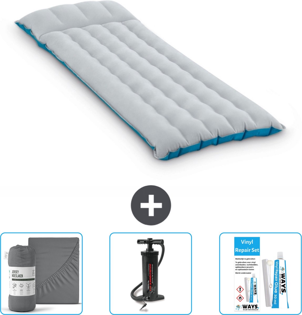 Intex Campingmat - 1-Persoons - 67 x 184 x 17 cm - Blauw - Inclusief Accessoires CB11