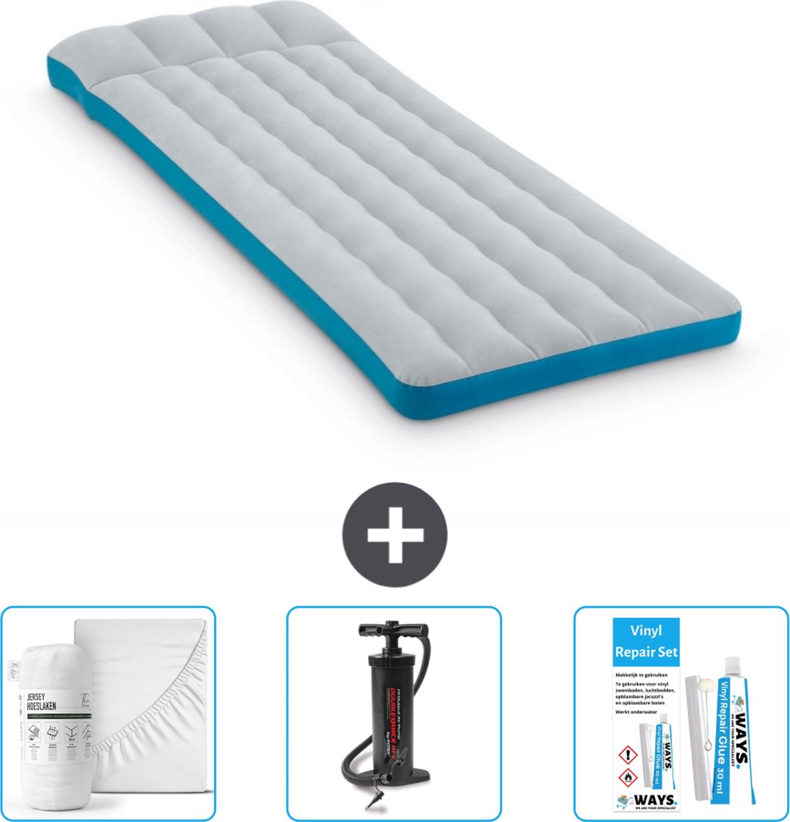 Intex Campingmat - Twijfelaar - 72 x 189 x 20 cm - Blauw - Inclusief Accessoires CB3