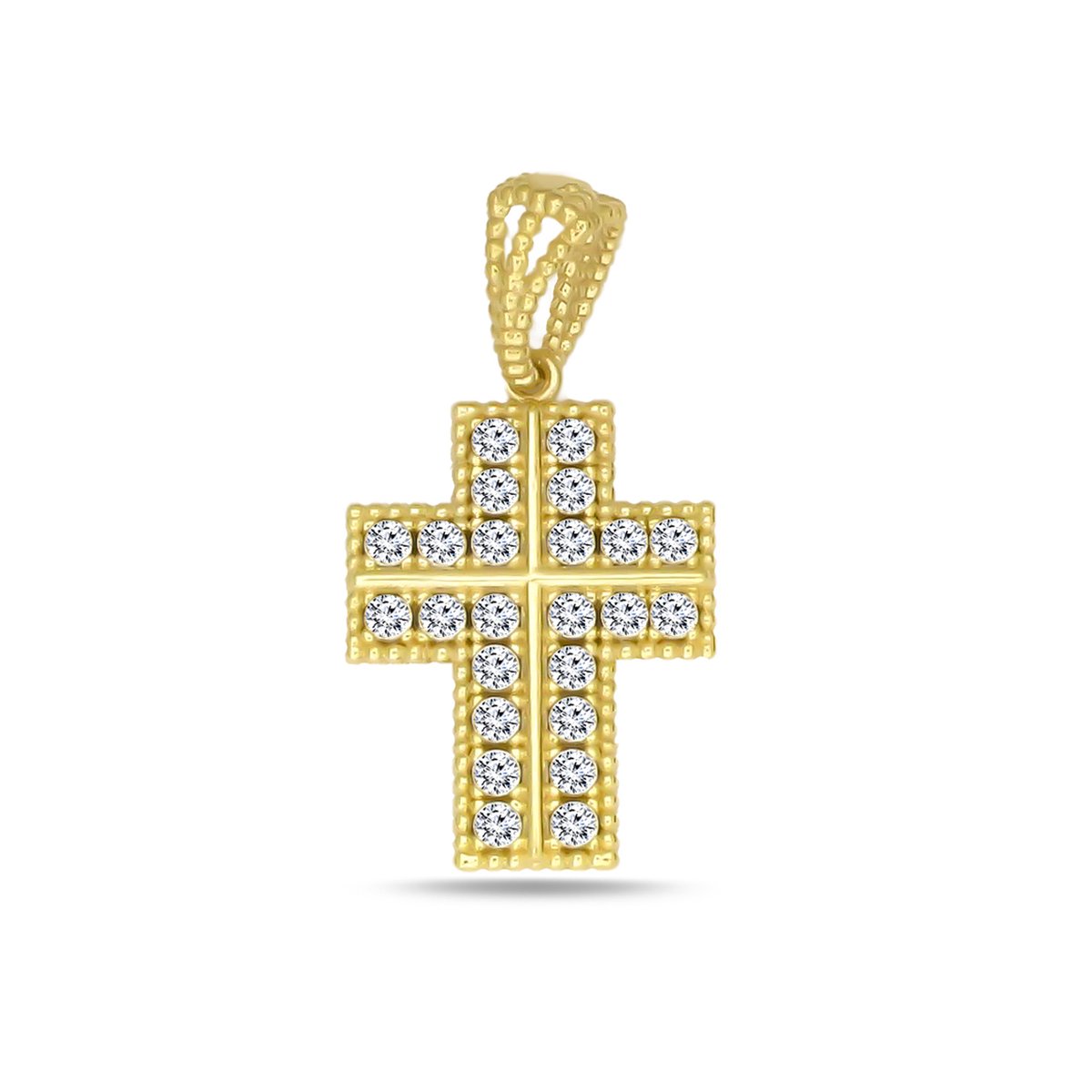 Juwelier Zwartevalk 14 karaat gouden kruis hanger met zirkonia - 14.295/15x11