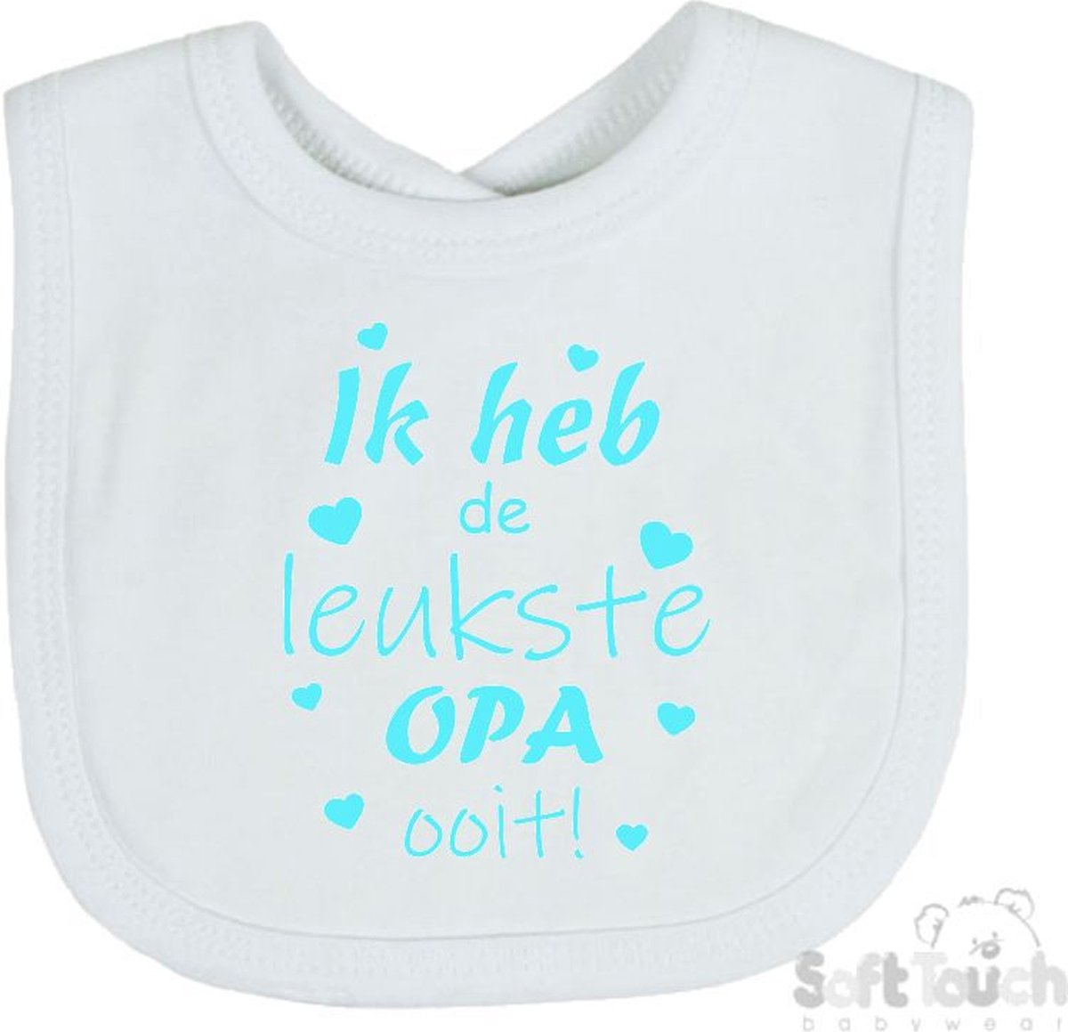 Goedkoopste Soft Touch Slabber Slabbetje Slab Ik heb de leukste OPA ooit! Vaderdag Unisex Katoen Wit/aquablauw Maat 33x22 Cm