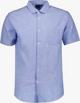 Unsigned linnen heren overhemd korte mouw blauw - Maat XL