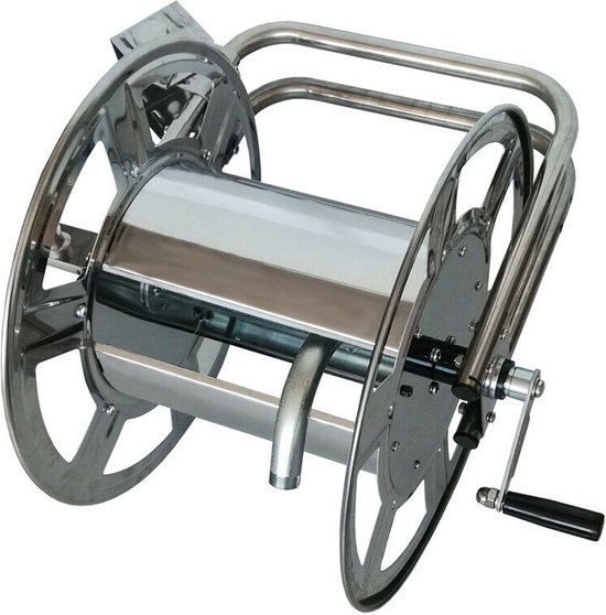 Sirocco - Wandslanghouder 1/2 - 80 meter - RVS - Wandmontage - Tuin - Tuinslanghaspel - Bewatering - Zonder Slang