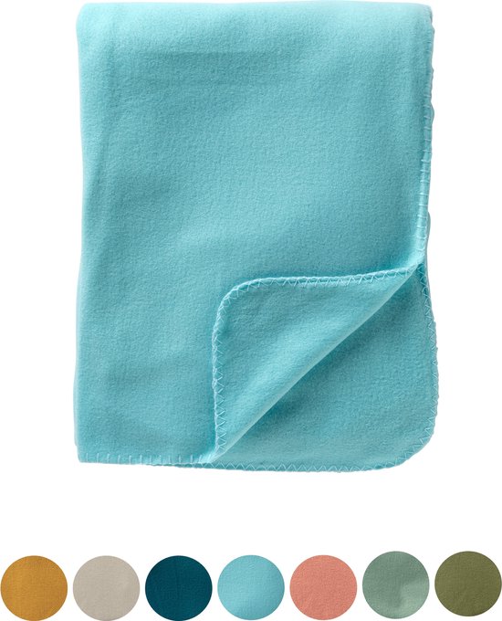 DEX - Plaid 130x160 cm - couverture polaire - douce et fine - Antigua Sand - bleu