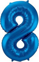 LUQ - Cijfer Ballonnen - Cijfer Ballon 8 Jaar Blauw XL Groot - Helium Verjaardag Versiering Feestversiering Folieballon