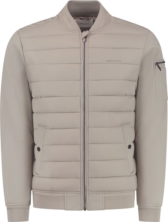 PURE PATH Padded Jacket With Front And Sleeve Pockets Jassen Heren - Zomerjas - Zand - Maat L