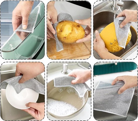 Vicloon Multifunctionele Draad Vaatdoek Voor Nat En Droog, 10 Stuks Wire Dishcloth Krasvrije Vaatdoek Herbruikbare Draaddoeken Vaatdoeken Vaatwasdoeken Keuken Huishouden Dik 664567041 Vicloon Multifunctionele Draad Vaatdoek Voor Nat En Droog, 10 Stuks Wire Dishcloth Krasvrije Vaatdoek Herbruikbare Draaddoeken Vaatdoeken Vaatwasdoeken Keuken Huishouden Dik 664567041