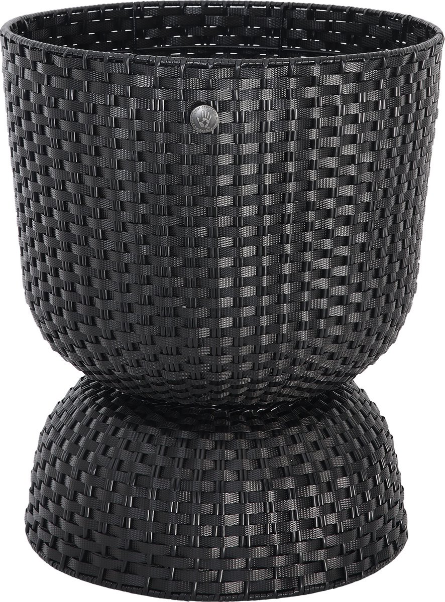Handed By - Plantenmand - Plantenstandaard - Bloempot - Duurzaam- Handgevlochten - Handed By Twist Diabolo maat large - zwart - black