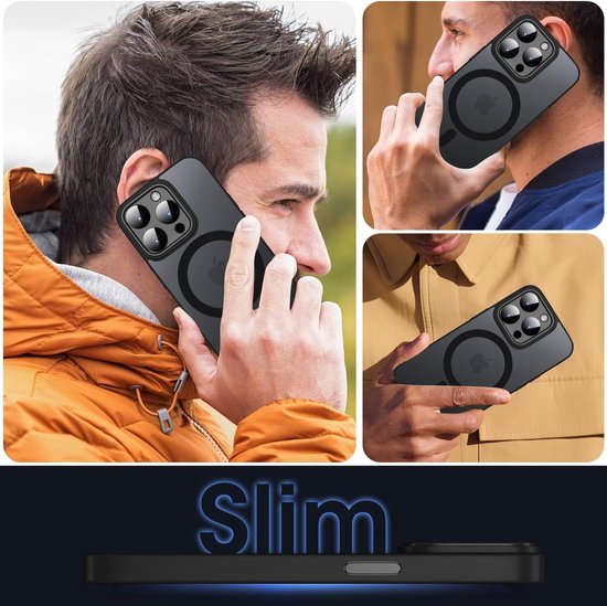 Casemania Hoesje Geschikt voor Apple iPhone 15 Pro Max - Zwart - Matte Armor Back Cover - Geschikt voor MagSafe - Extra Sterk