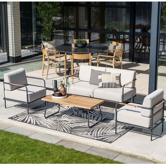 Ensemble de salon Garden Impressions Lisboa - 4 pièces - noir carbone - sable du désert - aspect teak