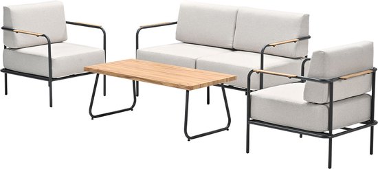 Ensemble de salon Garden Impressions Lisboa - 4 pièces - noir carbone - sable du désert - aspect teak