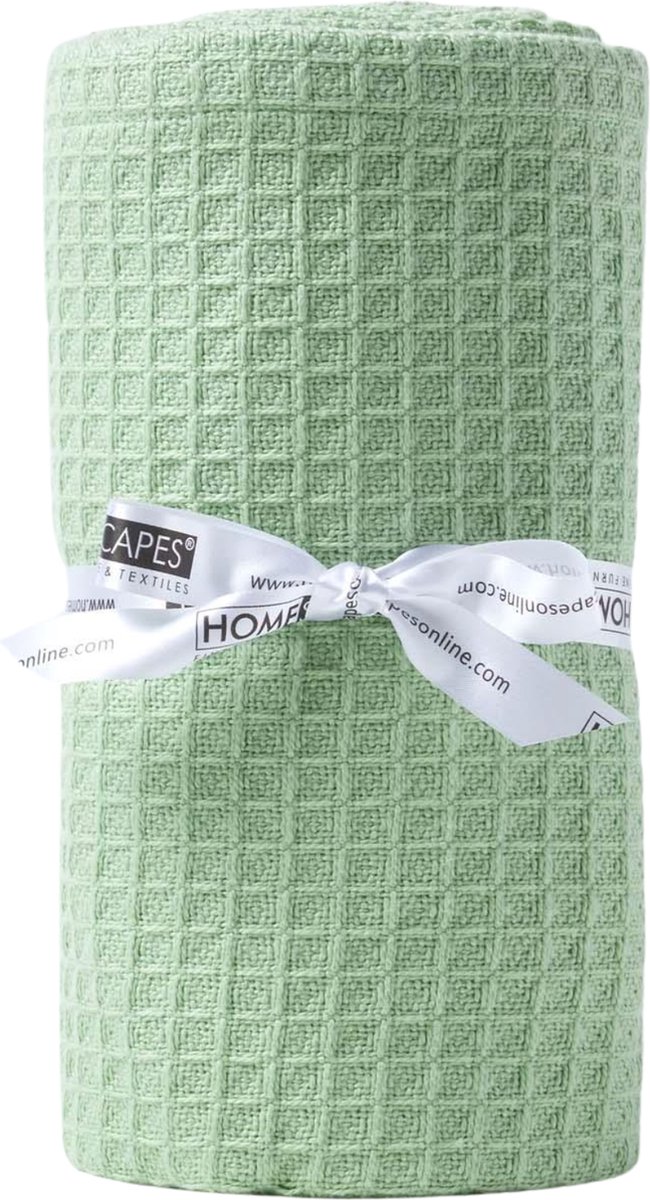 Homescapes - Wafel babydeken - 100% biologisch katoen - pastelgroen - 125x150 cm