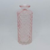Sierlijk Vaasje Ruit - 13.5 cm x Ø 5.5 cm - Glas - Roze - Woondecoratie - Vazen
