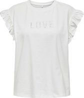 Only T-shirt Onlpernille S/s Frill Top Box Jrs 15320637 Cloud Dancer Dames Maat - L