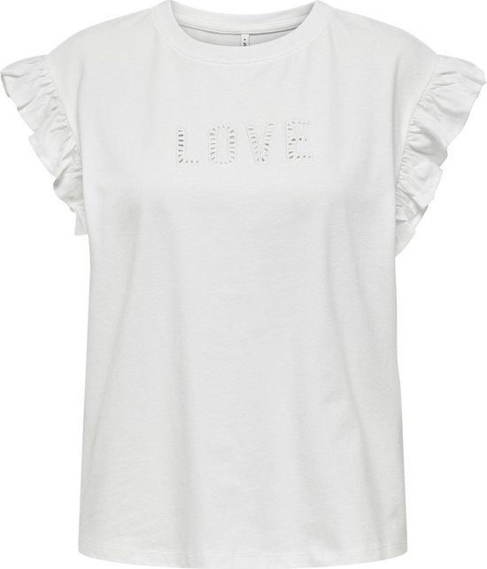 Only T-shirt Onlpernille S/s Frill Top Box Jrs 15320637 Cloud Dancer Taille Femme - XL