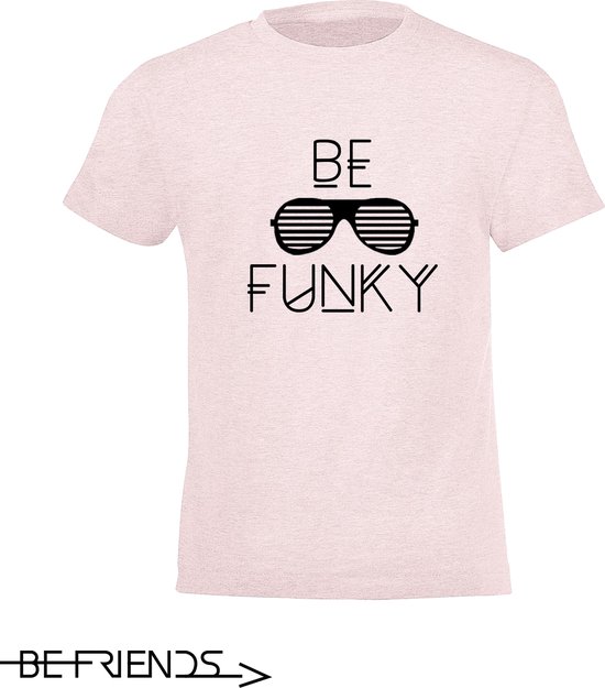 Be Friends T-Shirt - Be Funky - Kinderen - Roos - Maat 8 jaar