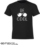 Be Friends T-Shirt - Be Cool - Kinderen - Zwart - Maat 10 jaar