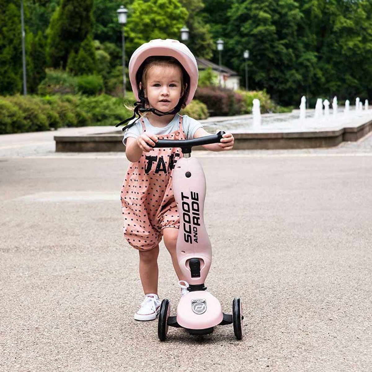 Scoot & Ride Highwaykick 1 – 2-in-1 Kinderstep – Loopfiets en Step in Één – Zonder Gereedschap Ombouwbaar – Veilig en Stabiel – Roze — afbeelding 14