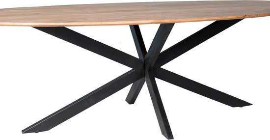 Nordic - Table à manger - acacia - naturel - ovale - L 210cm - pied araignée - acier laqué