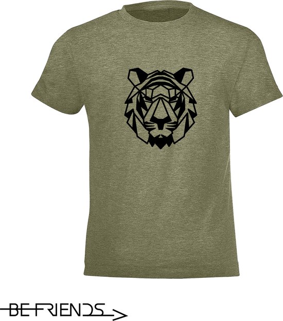 T-Shirt Be Friends - Tigre - Enfants - Kaki - Taille 8 ans