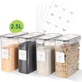 Bidons alimentaires en plastique - 2,5 L - Bocaux de conservation avec étiquettes - Boîtes de conservation - 4 pièces