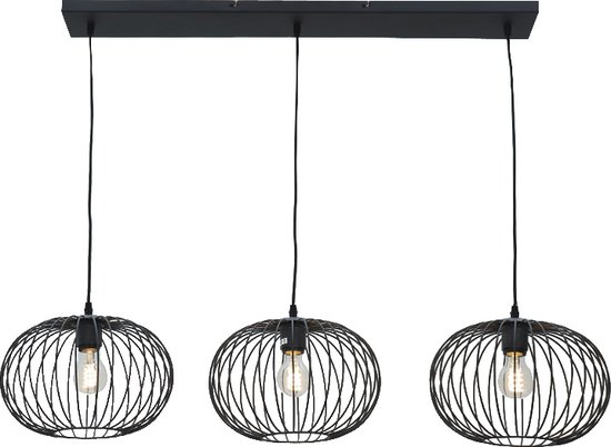 Olucia Lieve - Lampe à suspension industrielle - 3L - Aluminium - Zwart - Rectangle