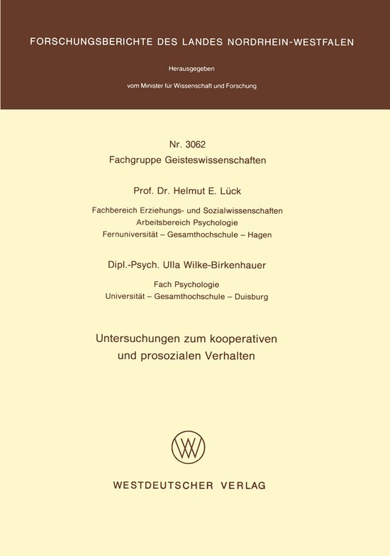 Untersuchungen zum kooperativen und prosozialen Verhalten - cover