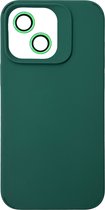 Casemania Hoesje Geschikt voor Apple iPhone 15 Plus - Groen - Liquid Siliconen Back Cover - Met Camera Lens Protector