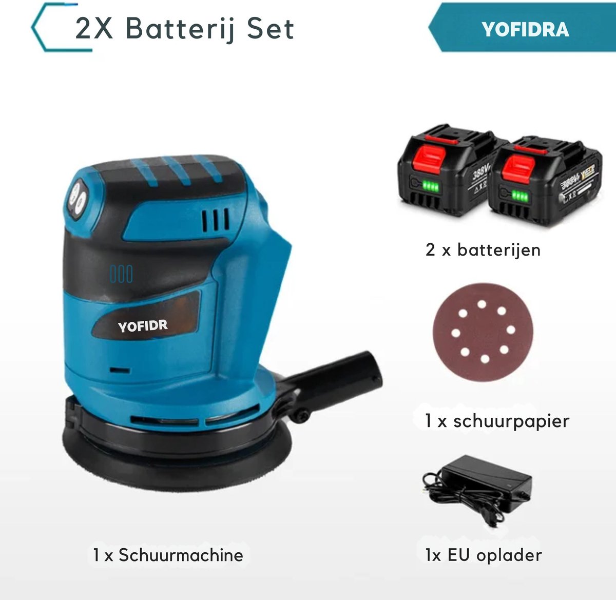 Yofidra Schuurmachine Handpalmschuurmachine 90W Schuurmachines Met Stofafzuiging Deltaschuurmachine Incl. Stofafzuiging en 1 schuurpad Inclusief lader en Accu