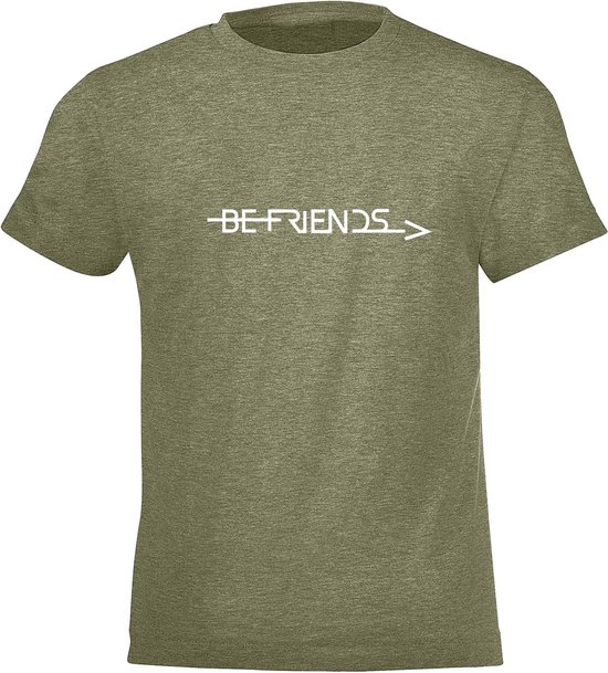 Be Friends T-Shirt - Be Friends - Kinderen - Kaki - Maat 6 jaar