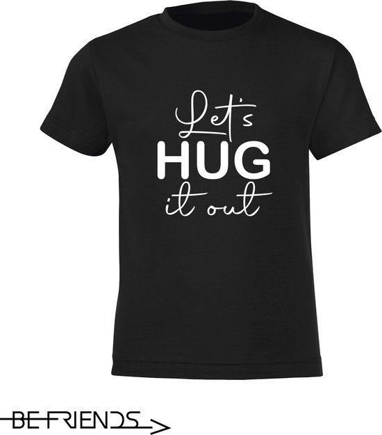 Be Friends T-Shirt - Let's hug it out - Heren - Zwart - Maat S