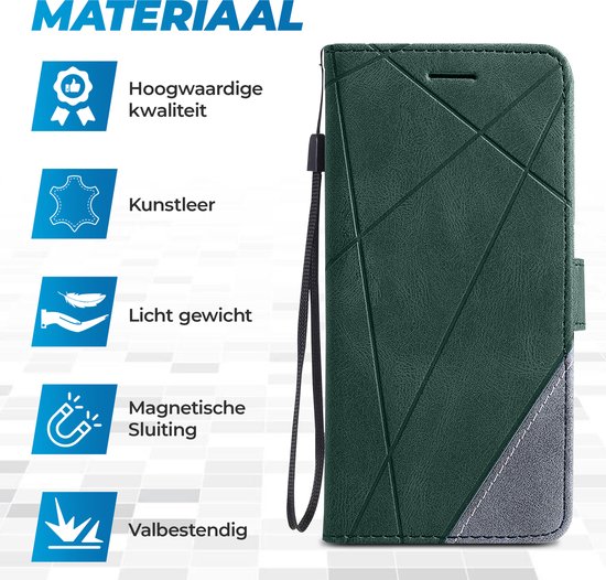 Étui adapté pour Samsung Galaxy A25 - Bookcase - Porte carte - Portefeuille - Motif - Simili cuir - Vert