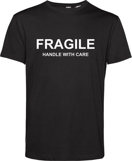 T-shirt FRAGILE Handle With Care | Mental Health | Gevoelig | Zwart | maat L