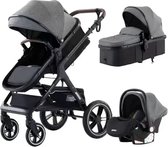 L.N. Store® Luxe Kinderwagen - 3 in 1 Draagbare Kinderwagen - Opvouwbare Kinderwagen - Pasgeboren Baby - Geschikt Voor 0 Tot 4 Jaar - Grijs