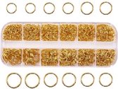 Coffret avec anneaux ouverts plaqués or, allant de 4 à 10 mm