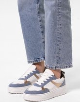 Sacha - Dames - Witte sneakers met denim details - Maat 37