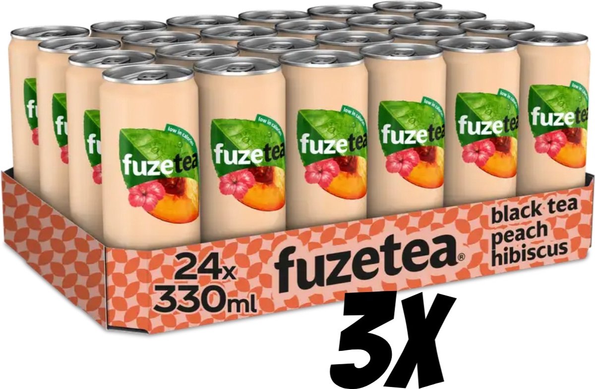 Fuze Tea Black tea peach hibiscus Blikjes 72 x 33cl
