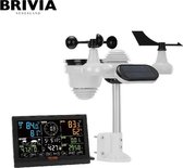 Brivia - Nicetymeter - 2024 model - 7 in 1 Draadloze Weerstation - 10 Inch - Groot Display - Indoor Thermo-Hygrometer - Regenmeter - Windsnelheid - 8 Kanaalsteunen - Weerstation binnen en buiten