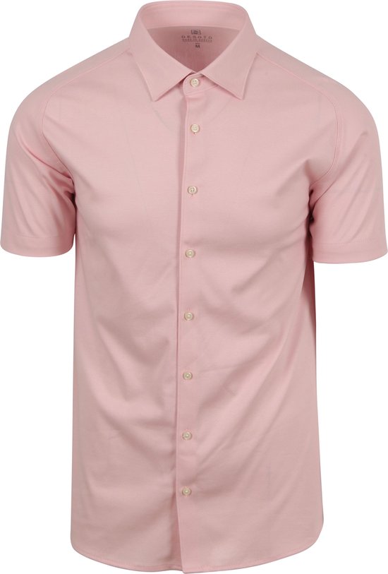 Desoto - Short Sleeve Jersey Overhemd Roze - Heren - Maat XL - Slim-fit