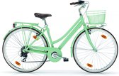 In And OutdoorMatch Damesfiets Nonae - Stadsfiets 28 inch - Met 18 versnellingen - Fietsmand - Framemaat 46 cm - V-brakes en remgrepen - Mintgroen